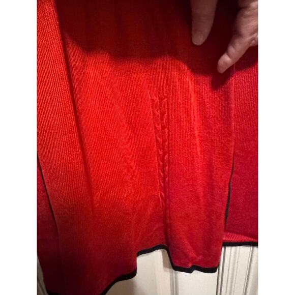 Sag Harbor Woman Red Cardigan Sweater Set Black Trim Open Front Plus Size 2X - Picture 3 of 8